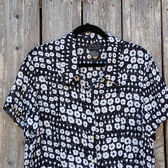 Sigrid Olsen Floral Blouse 16 - Picture 2 of 13